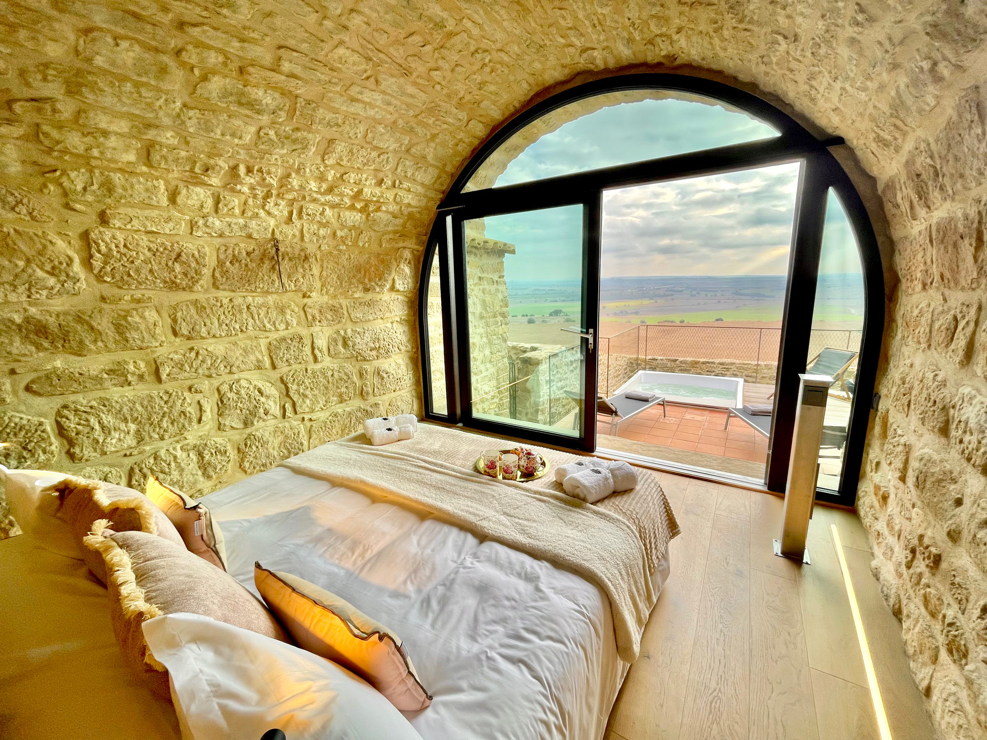 Arched window of the medieval Tower overlooking the Segarra